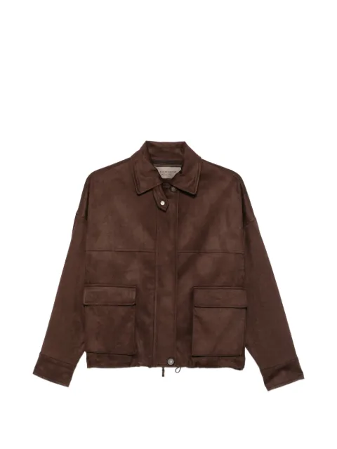D.Exterior panelled flap-pocket jacket