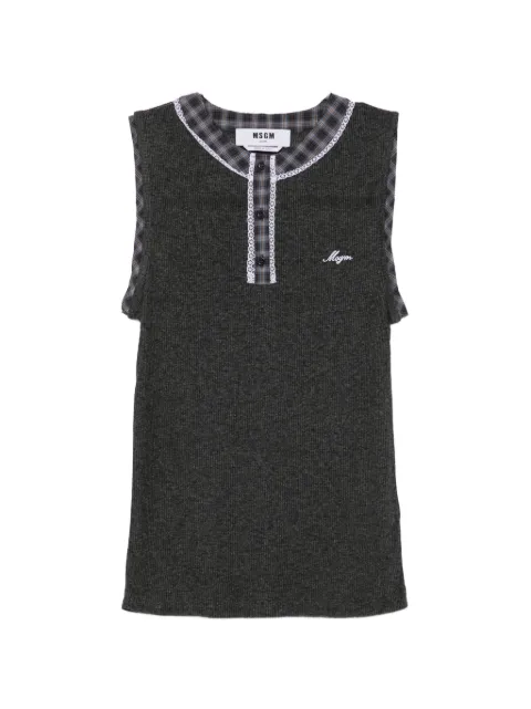 MSGM camiseta de canalé con ribete de encaje