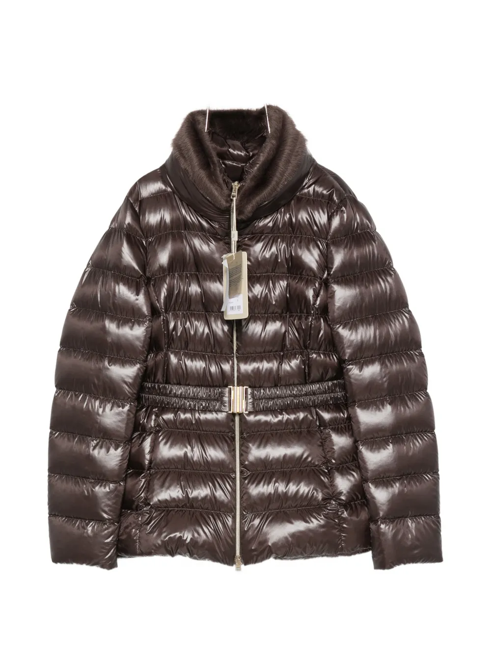 Herno belted faux-fur collar jacket - Braun