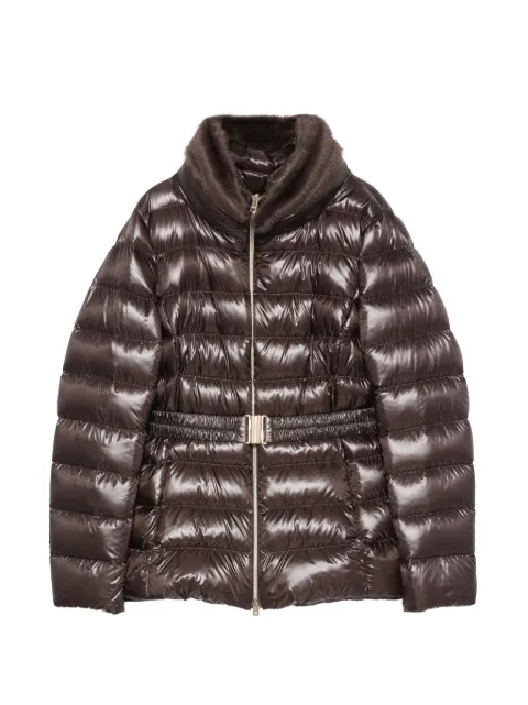 Herno belted faux-fur collar jacket
