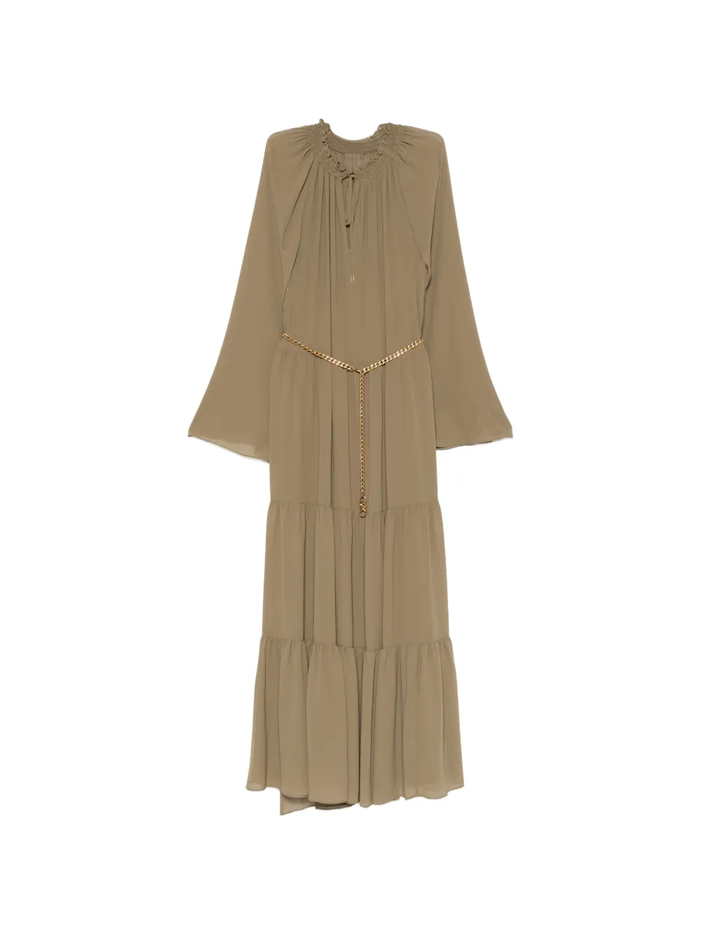 Michael Kors belted tiered maxi dress - Verde