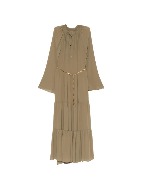 red short sleeve long dress Brick Sleeves Wrap Fit and Flare with Lace Belt for Wo FEBRUARY DELIVERY The puff sleeves add Studio Dresser - Vertical SIZE:S（4-6）