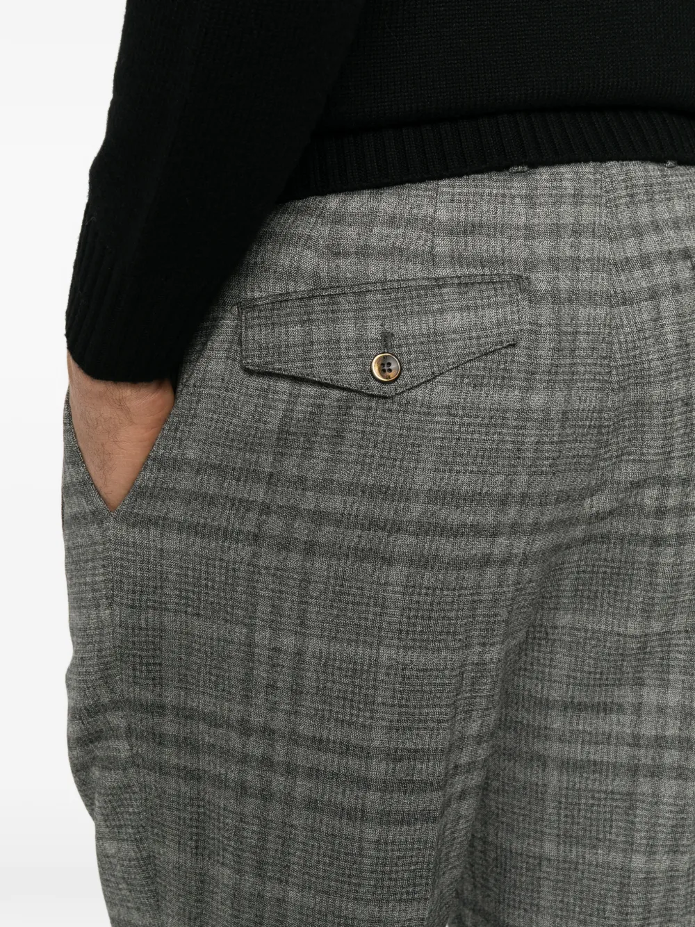 PT Torino check-patterned pleated tailored trousers Grijs
