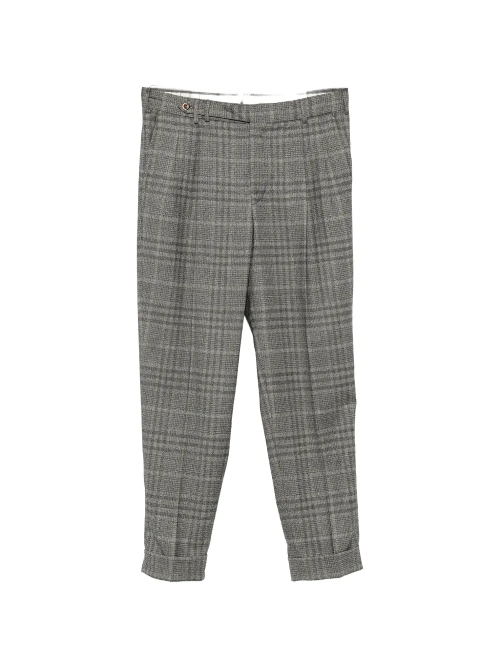 PT Torino check-patterned pleated tailored trousers Grijs