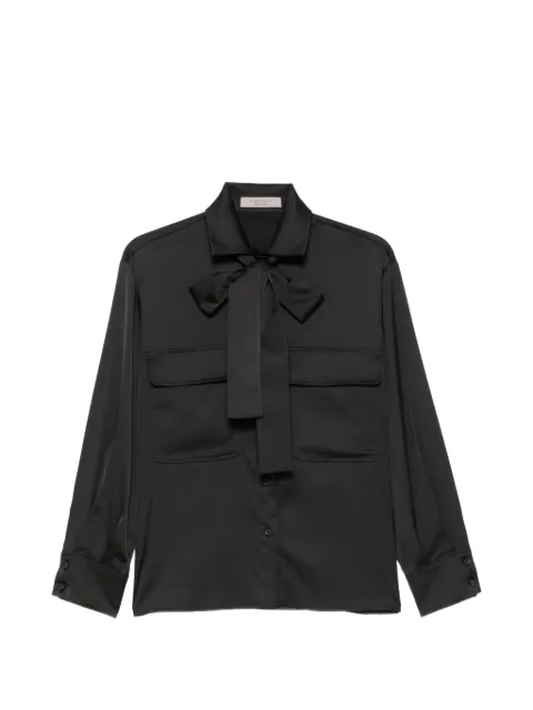D.Exterior bow-detail pocketed shirt