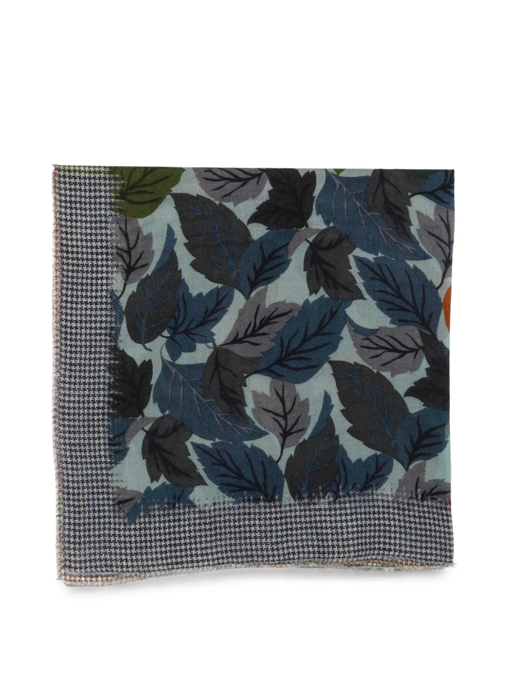 Faliero Sarti Foliage houndstooth-border scarf - Blu