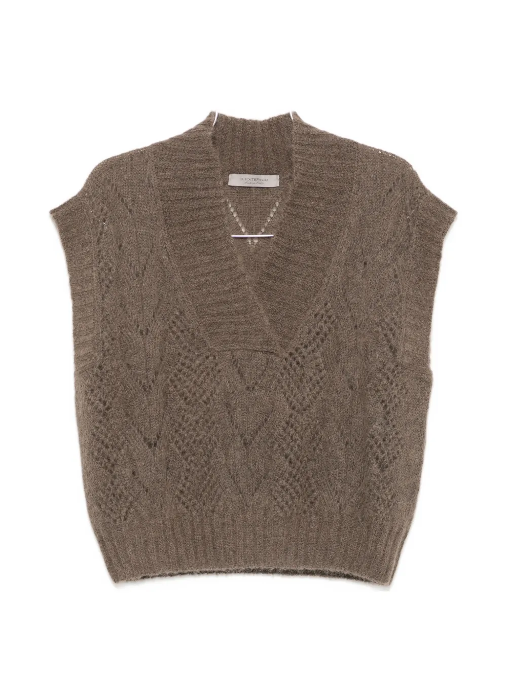 D.Exterior pointelle-knit V-neck sweater - Marrone