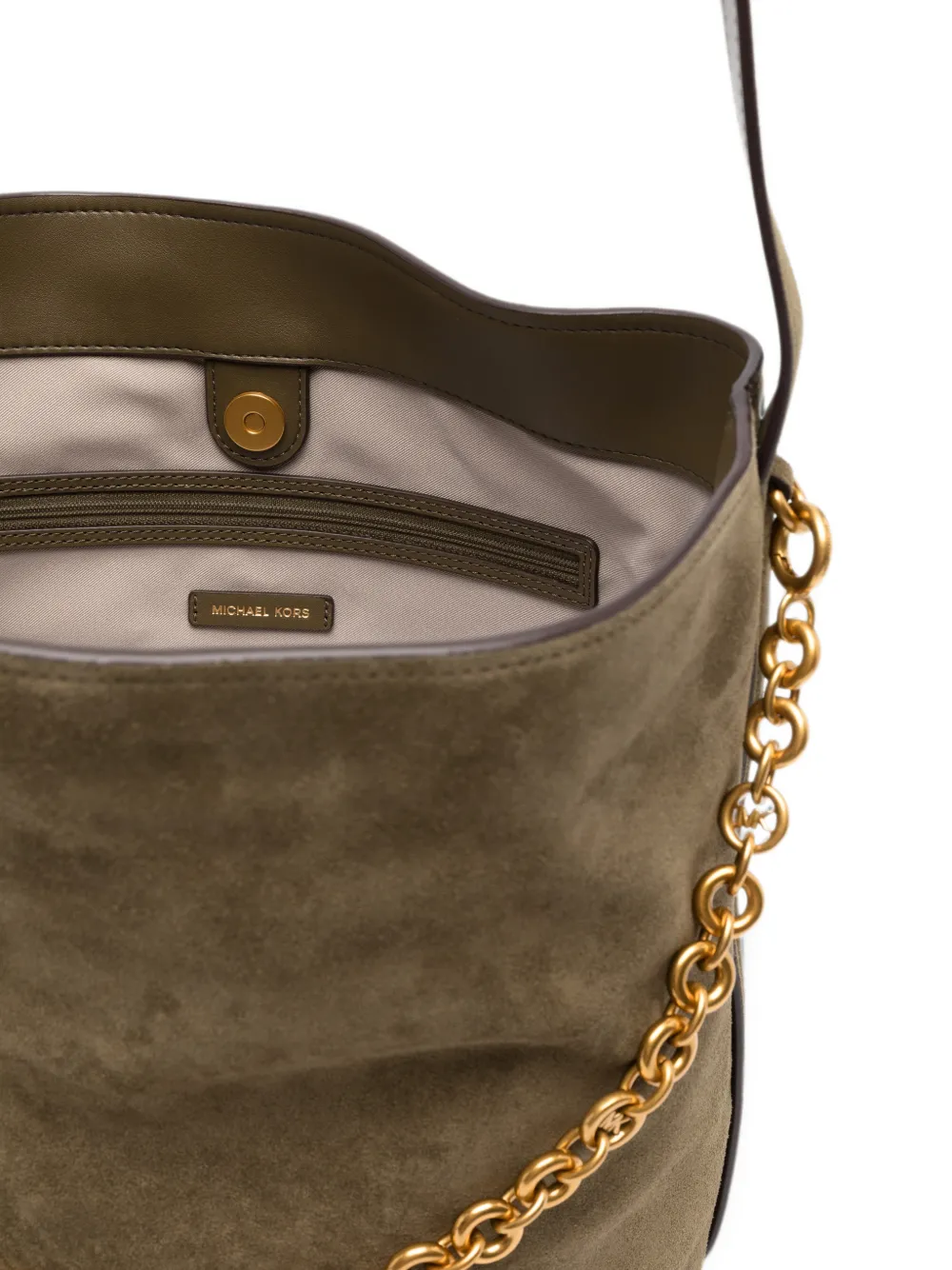 Michael Kors Grote Nolita leren schoudertas met schakelketting Groen