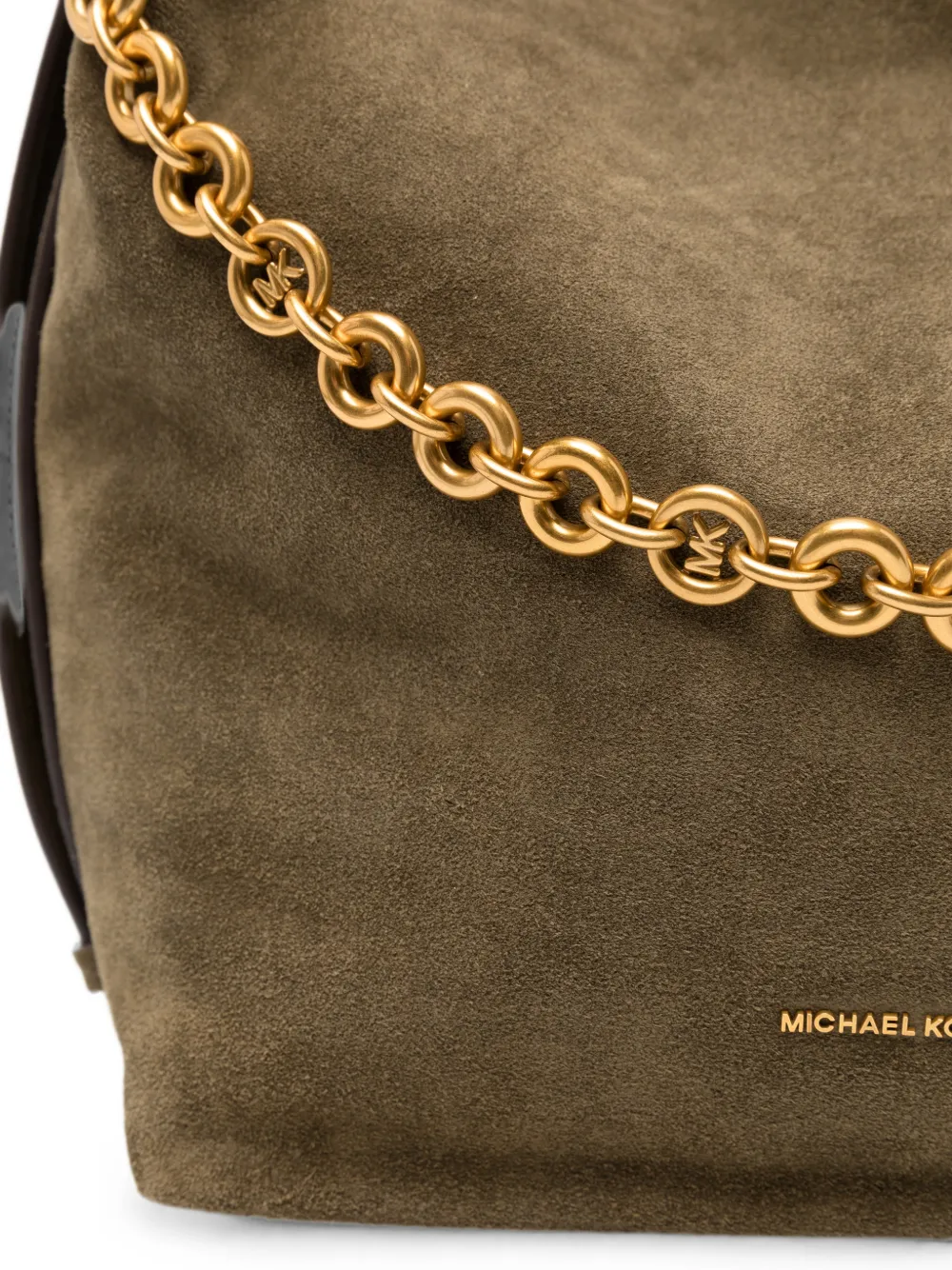 Michael Kors Grote Nolita leren schoudertas met schakelketting Groen
