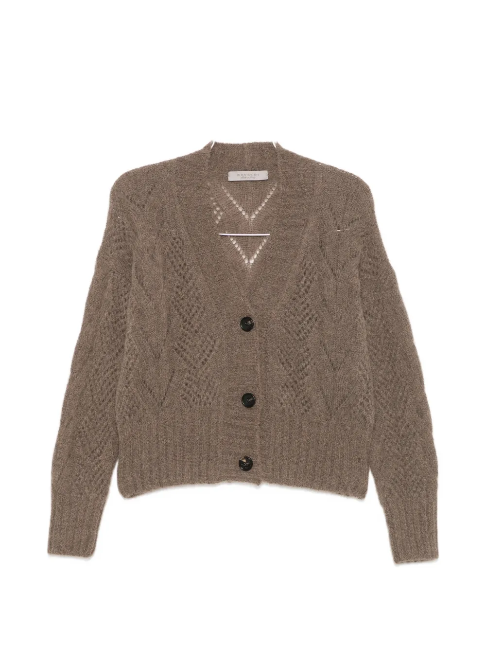 D Exterior Pointelle-knit Button-up Cardigan In Brown