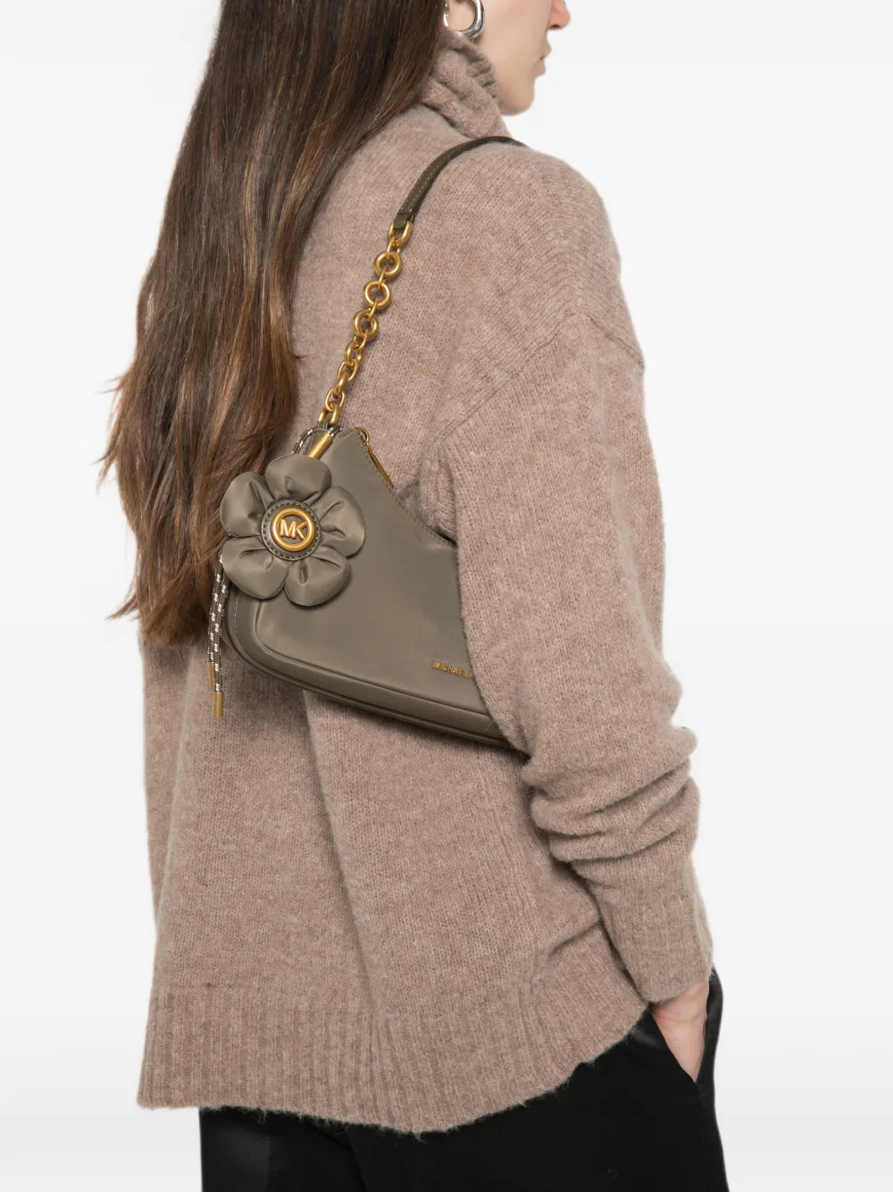 Michael Kors Schoudertas met ketting en bloemendetail Groen