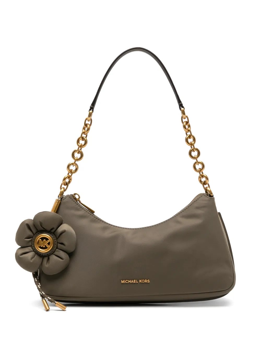 Michael Kors floral-applique chain-link shoulder bag - Grün