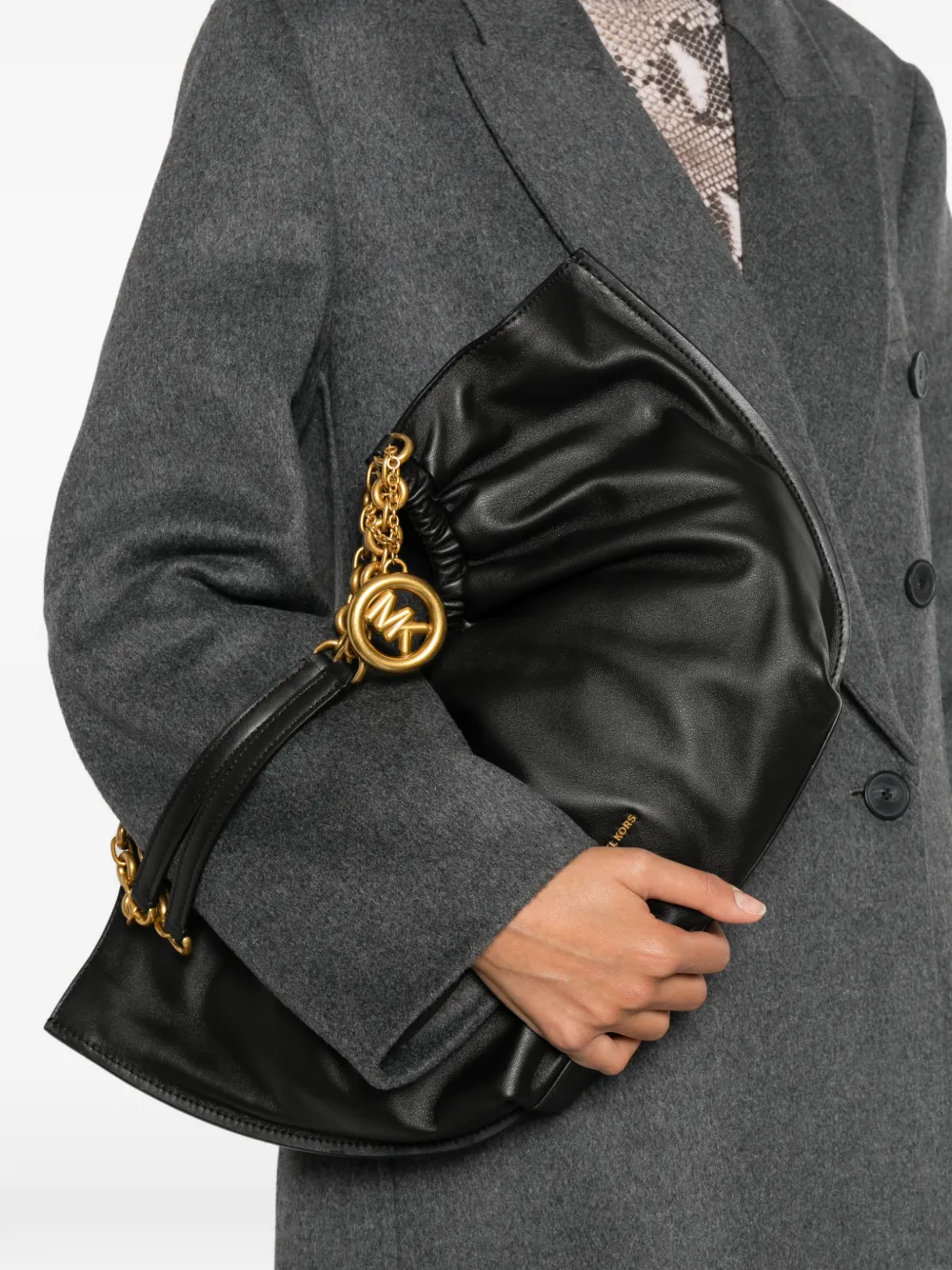 Michael Kors Indie shopper met logoplakkaat en ruches Zwart