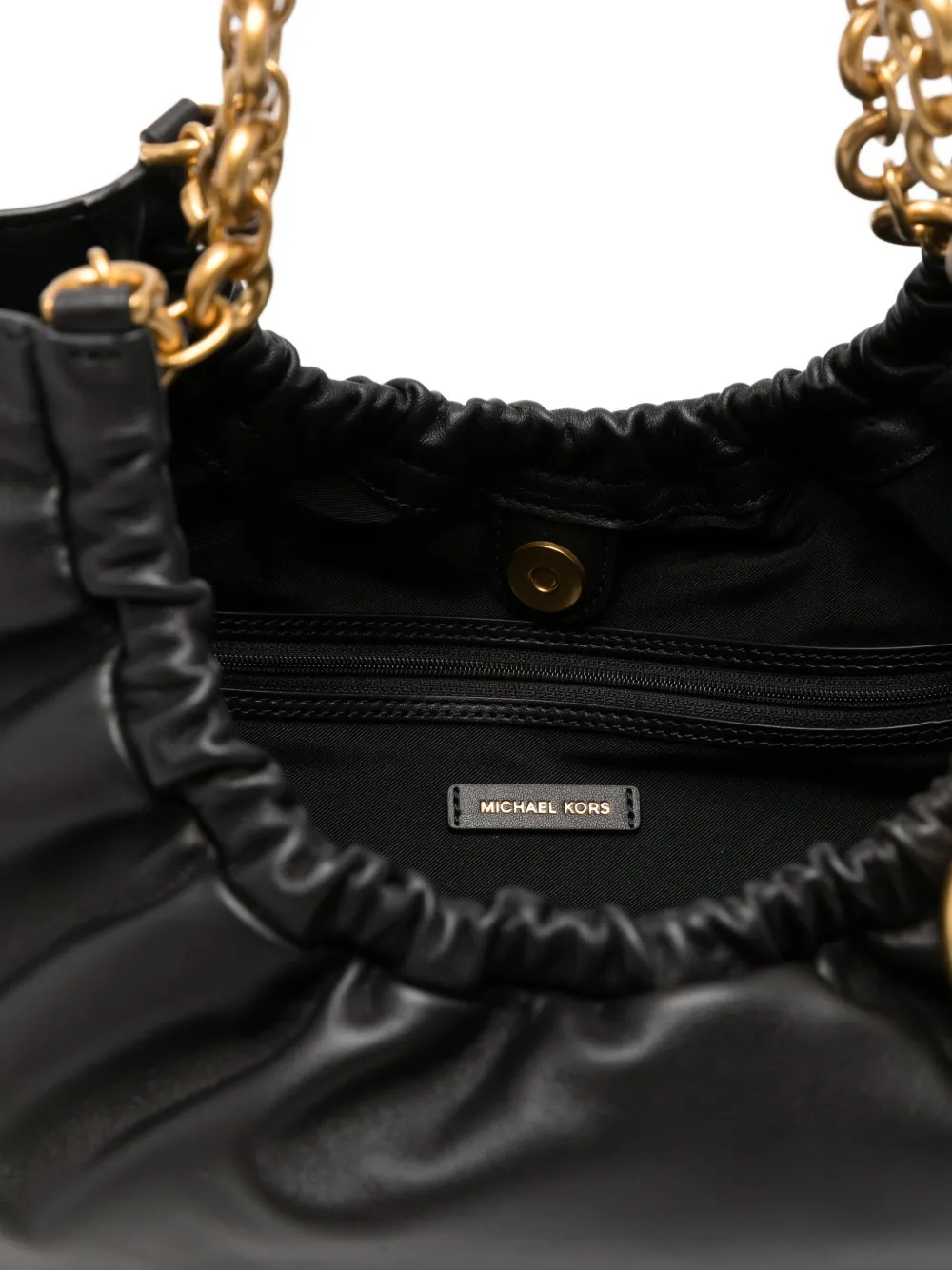 Michael Kors Indie shopper met logoplakkaat en ruches Zwart