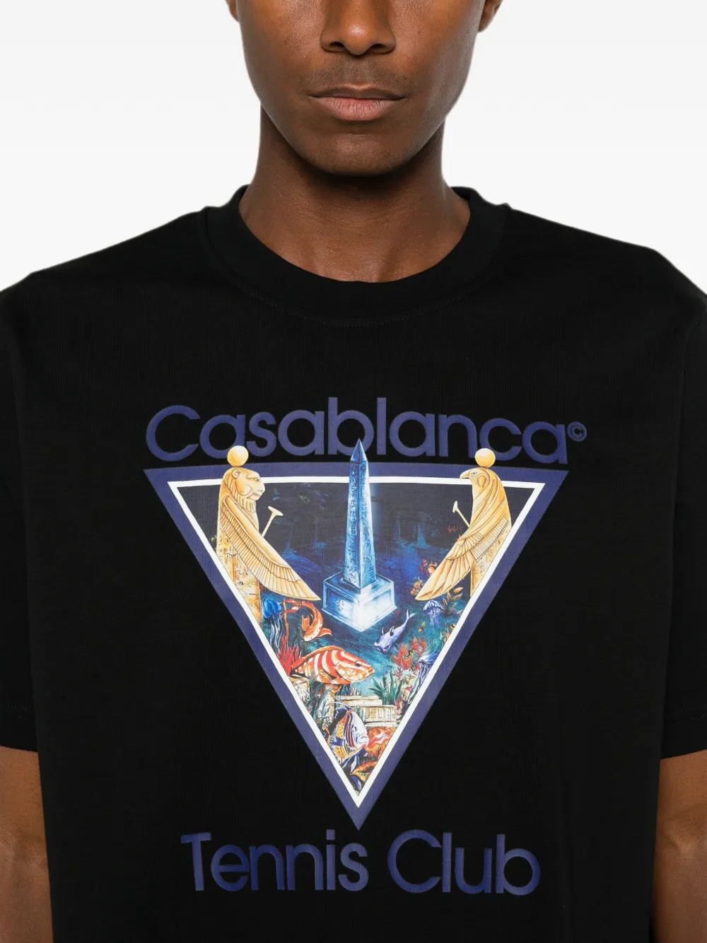 Casablanca Monde Perdu Tennis Club Icon T-shirt met grafische print Zwart