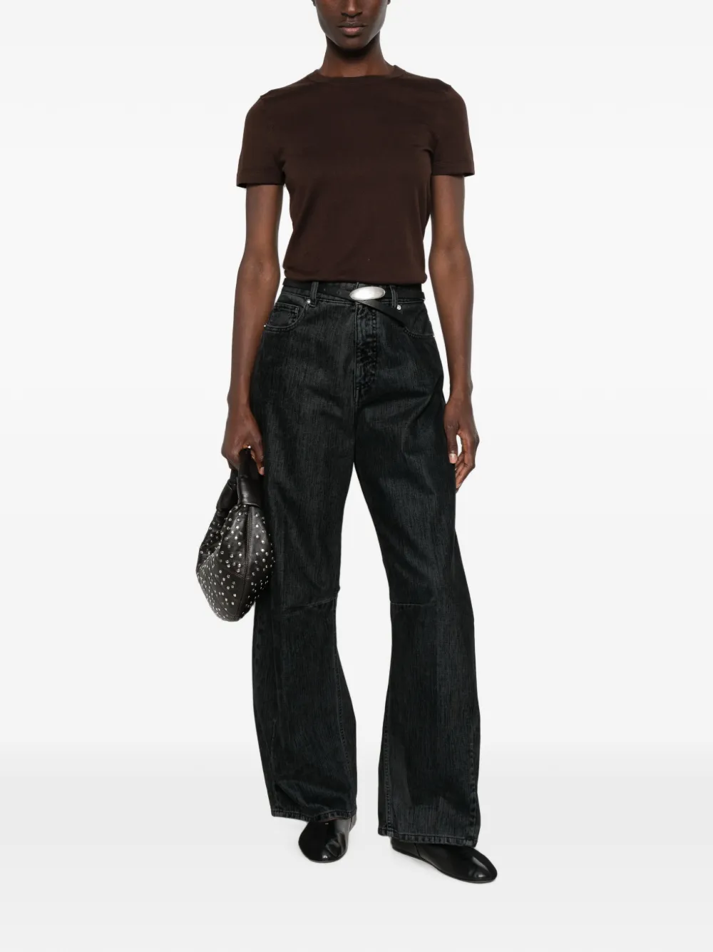 Nine In The Morning Sofy Ergonomic jeans met wijde pijpen Zwart