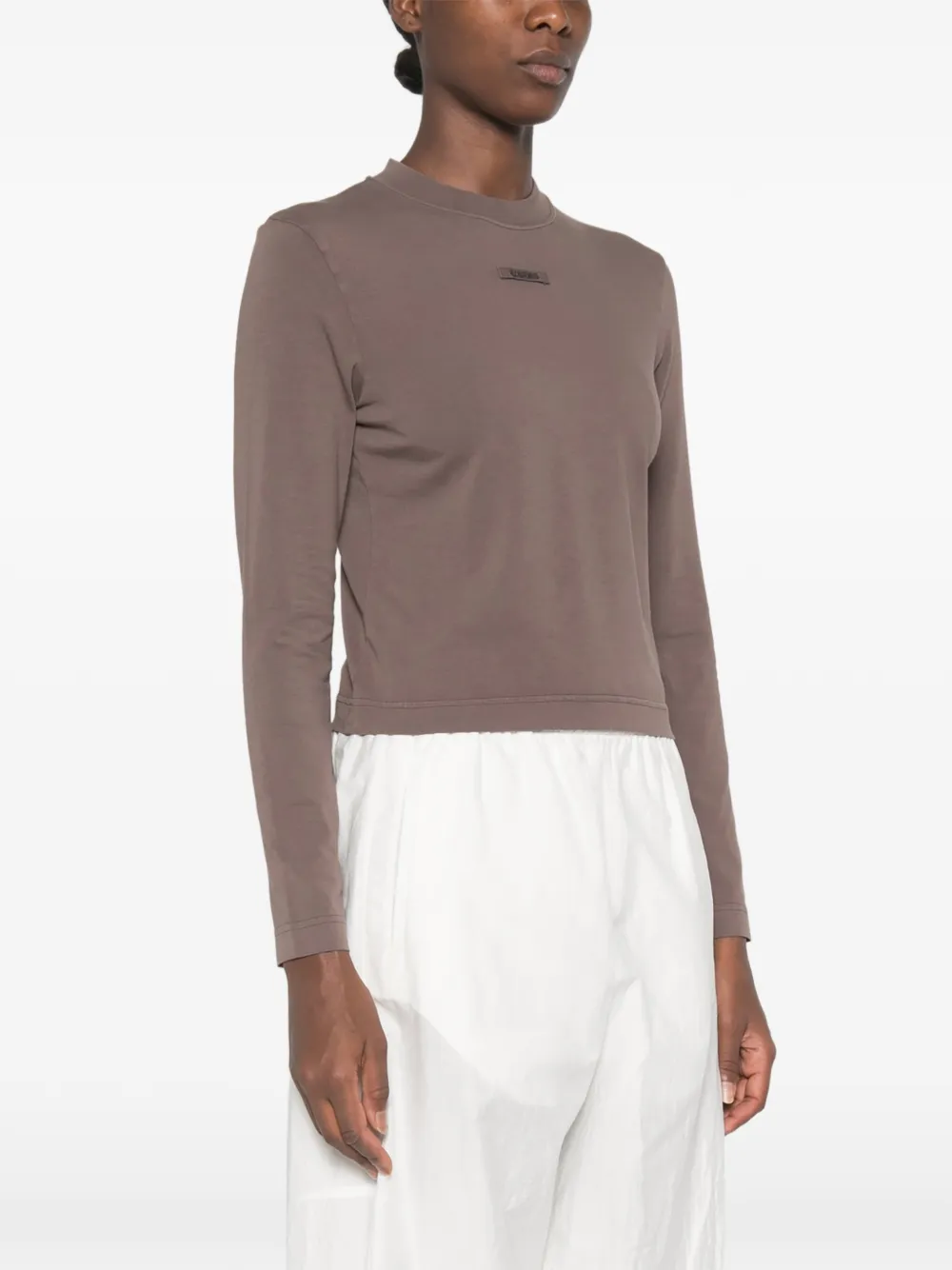 Jacquemus logo-patch long-sleeves T-shirt Bruin