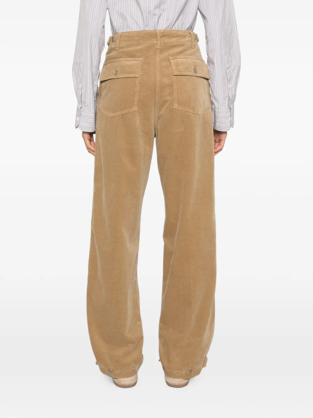 ASPESI Ribfluwelen straight broek Beige