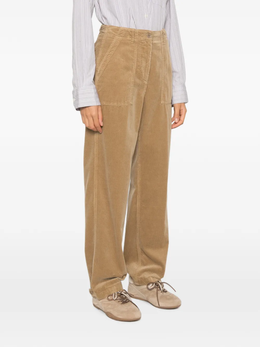 ASPESI Ribfluwelen straight broek Beige