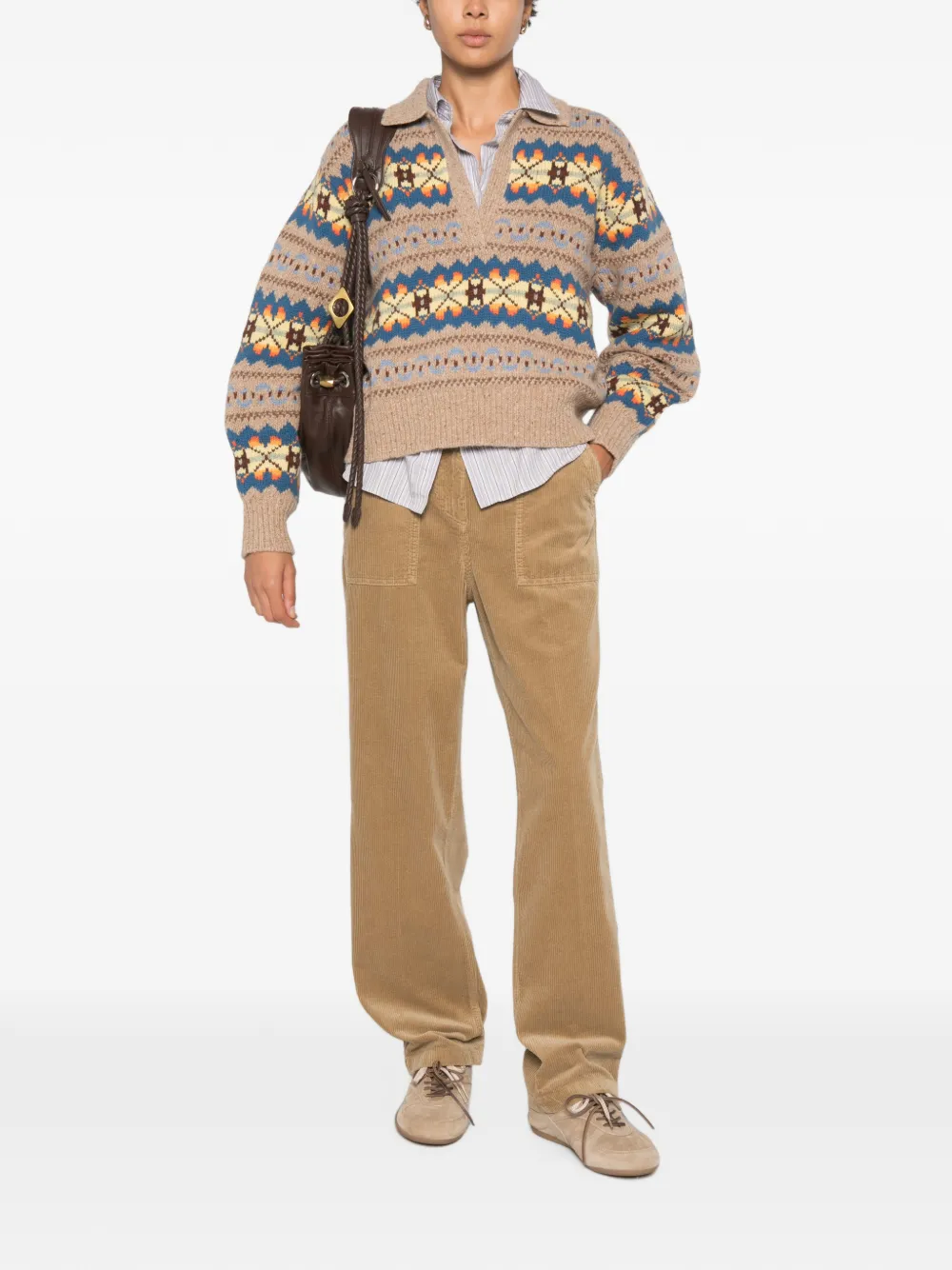 ASPESI Ribfluwelen straight broek Beige