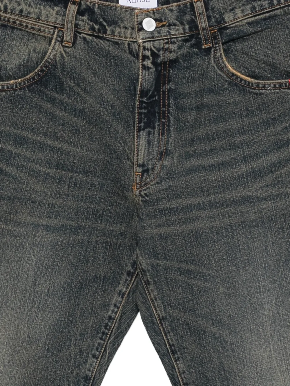 AMISH James faded straight-leg jeans Grijs