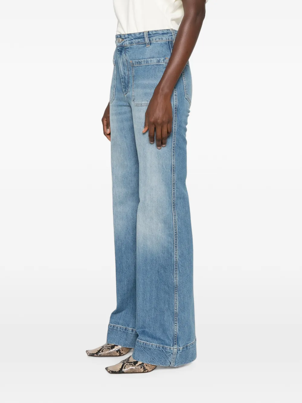 Victoria Beckham Alina jeans met wijde pijpen en opgestikte zak Blauw