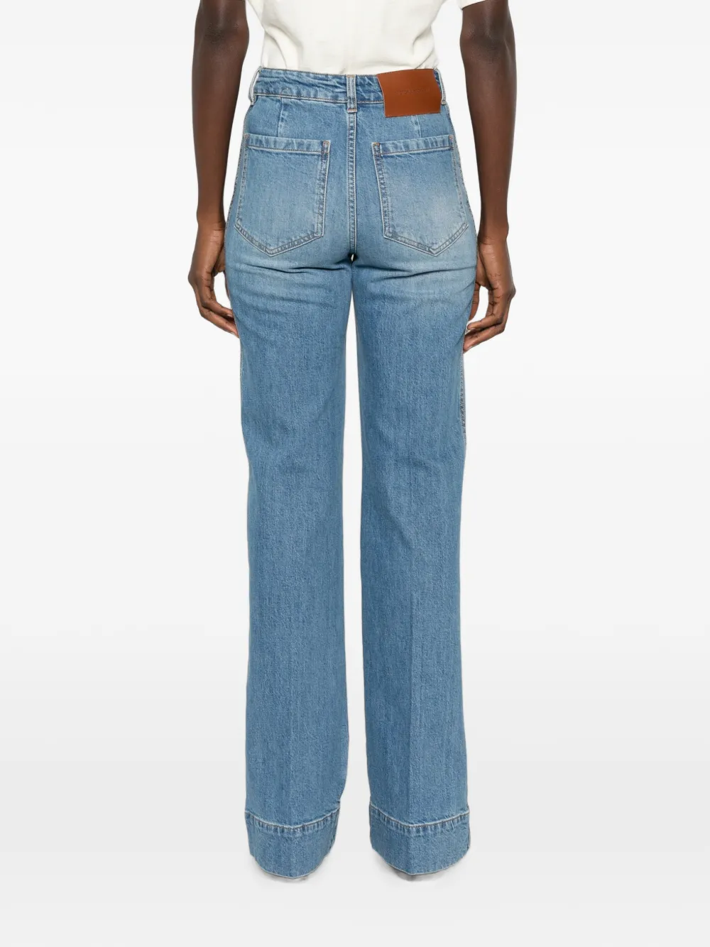 Victoria Beckham Alina jeans met wijde pijpen en opgestikte zak Blauw