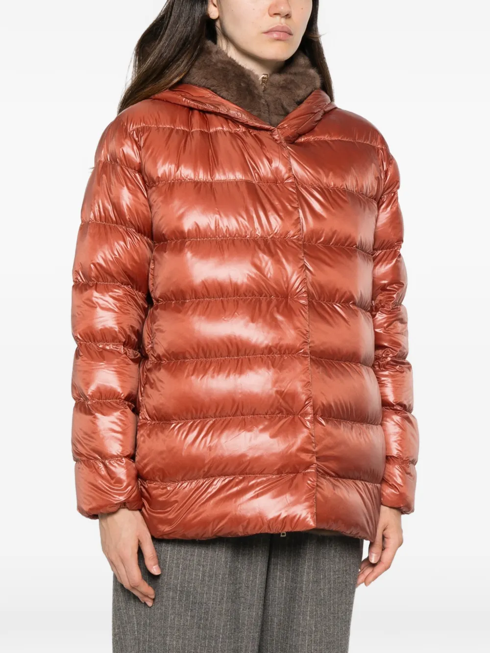 Herno Gevoerd jack met capuchon Oranje