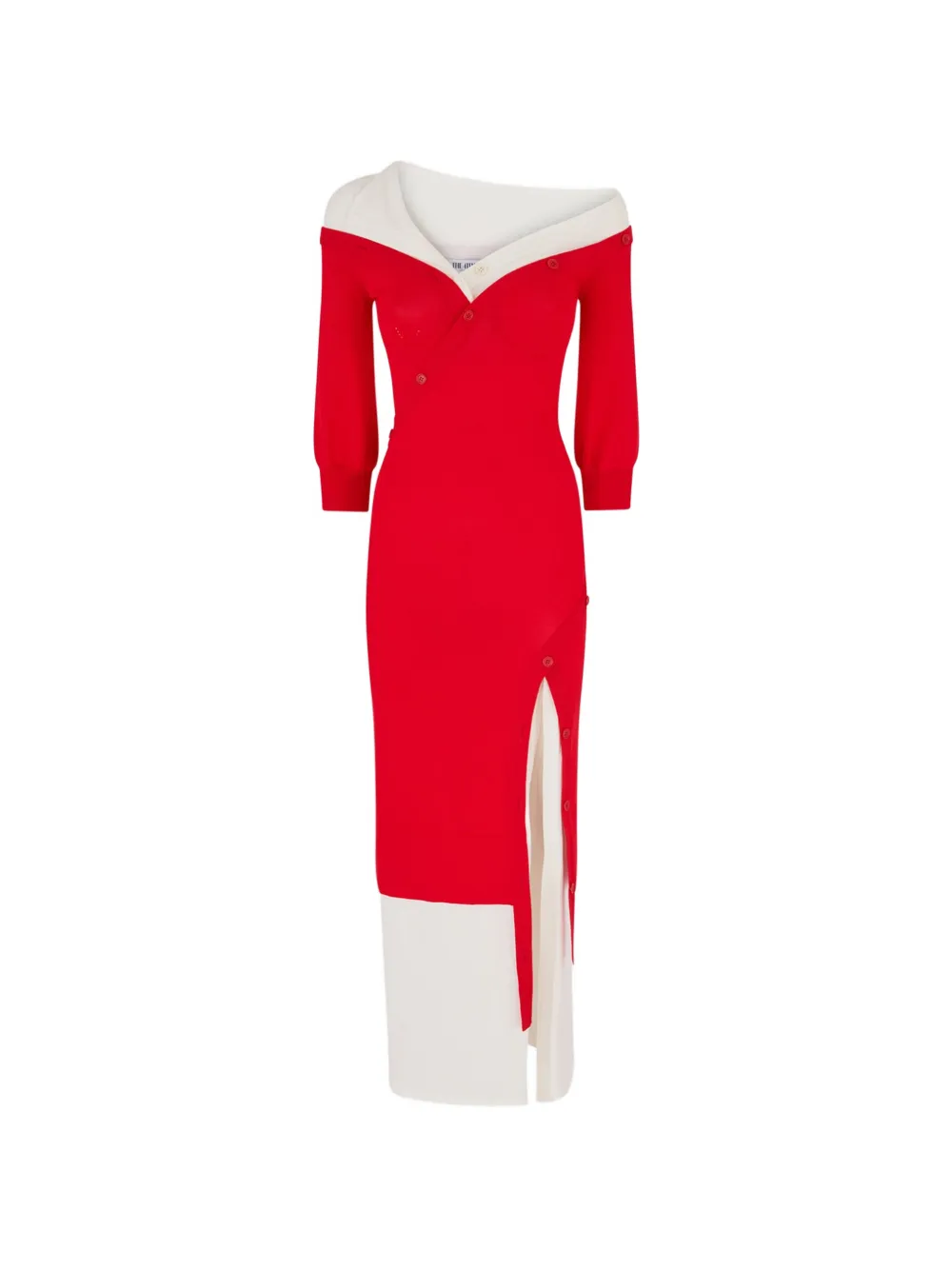 The Attico off-shoulder knitted midi dress - Rot