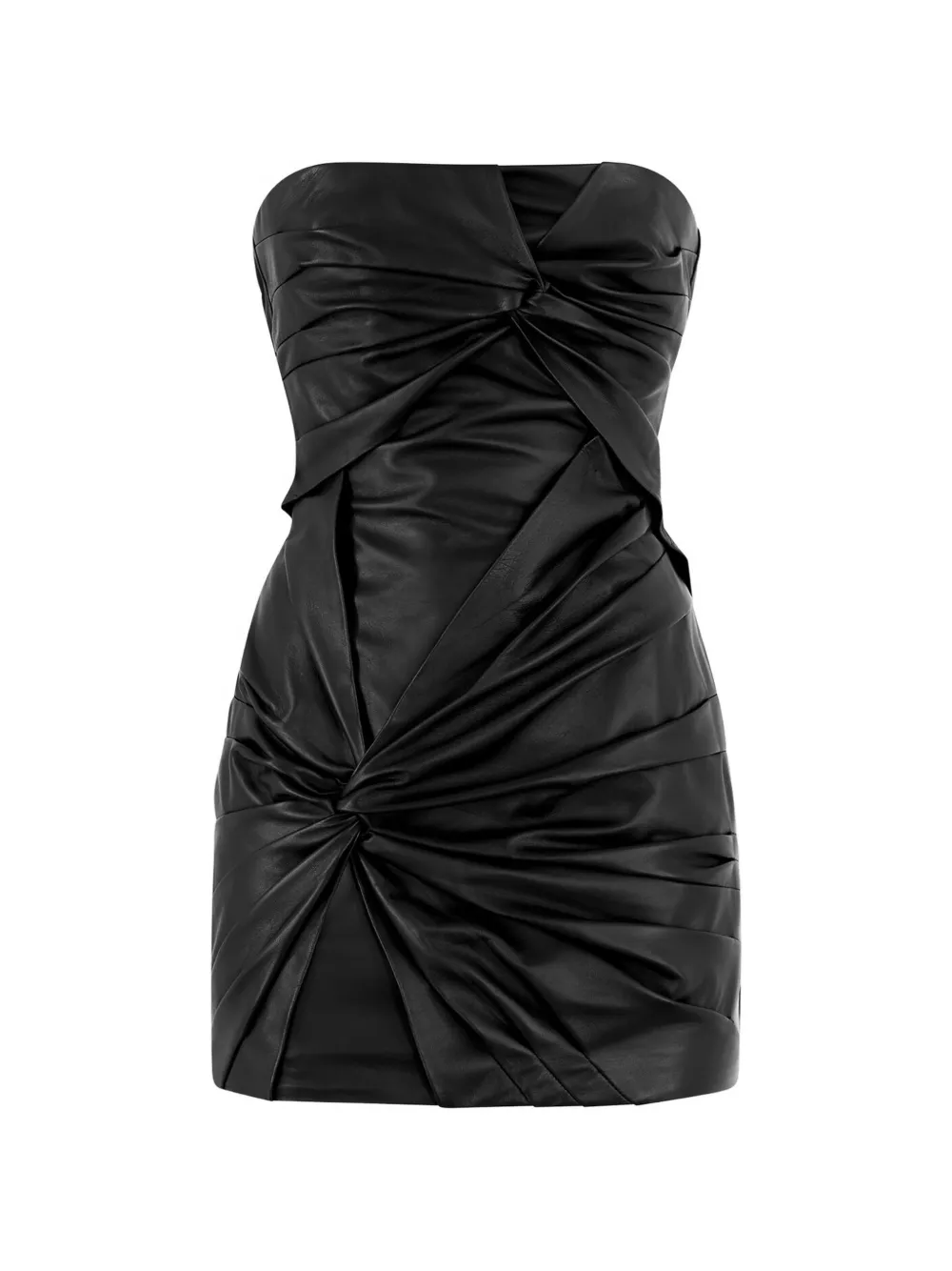 The Attico twisted leather mini dress - Nero