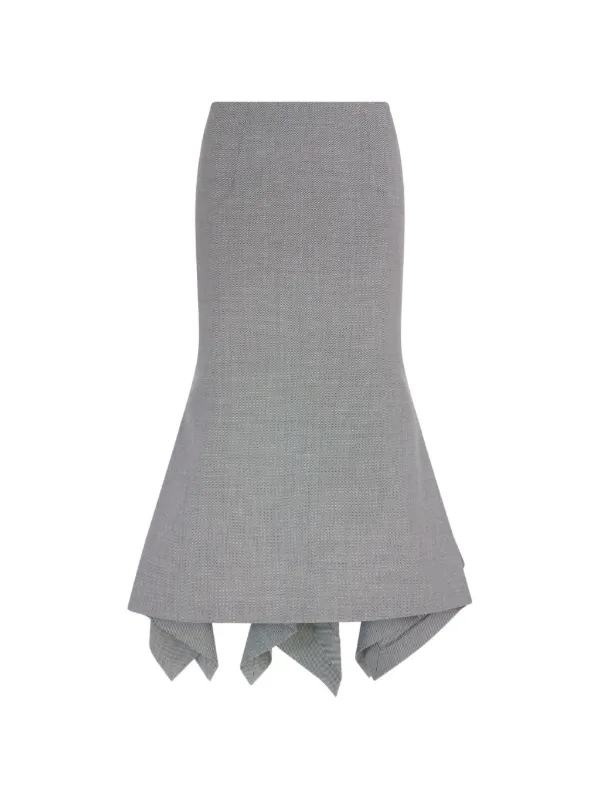 The Attico Asymmetric Ruffled Midi Skirt in Grey