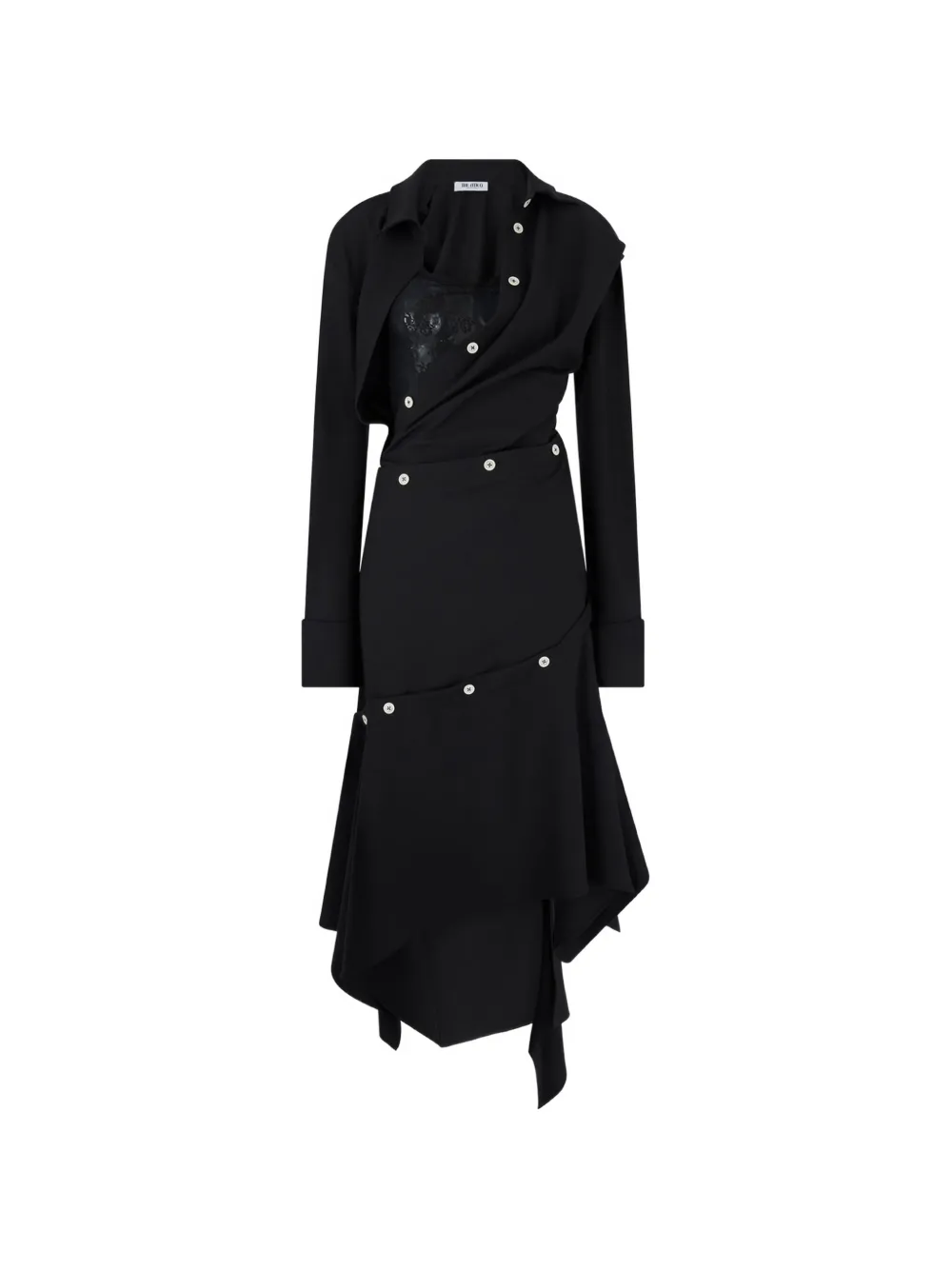 The Attico lace-detail button-embellished midi dress - Schwarz