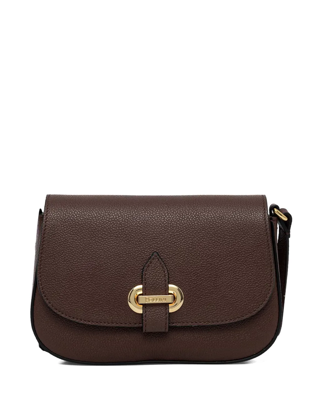 Pollini grained logo-plaque cross body bag - Marrone