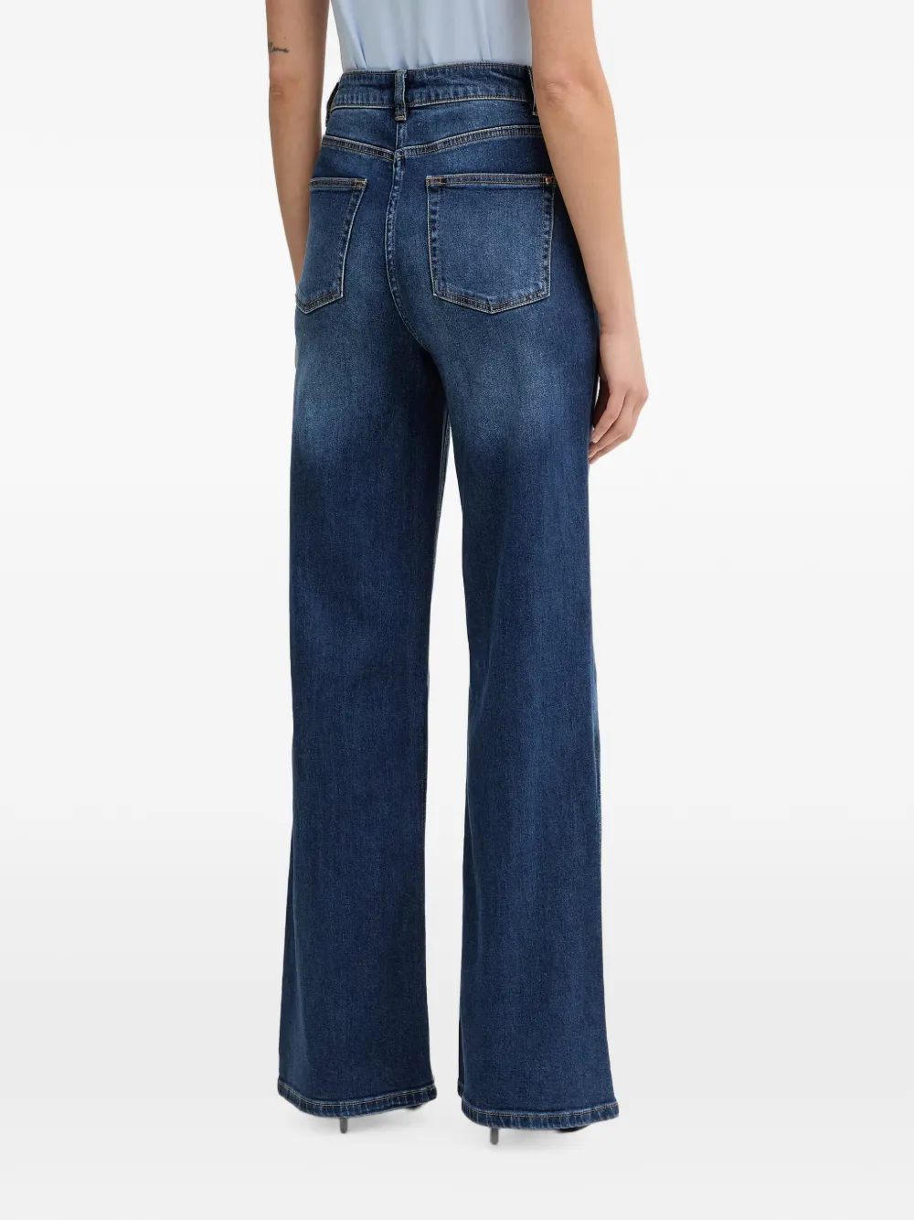 Morgan Jeans met wijde pijpen en schakelkettingdetail Blauw