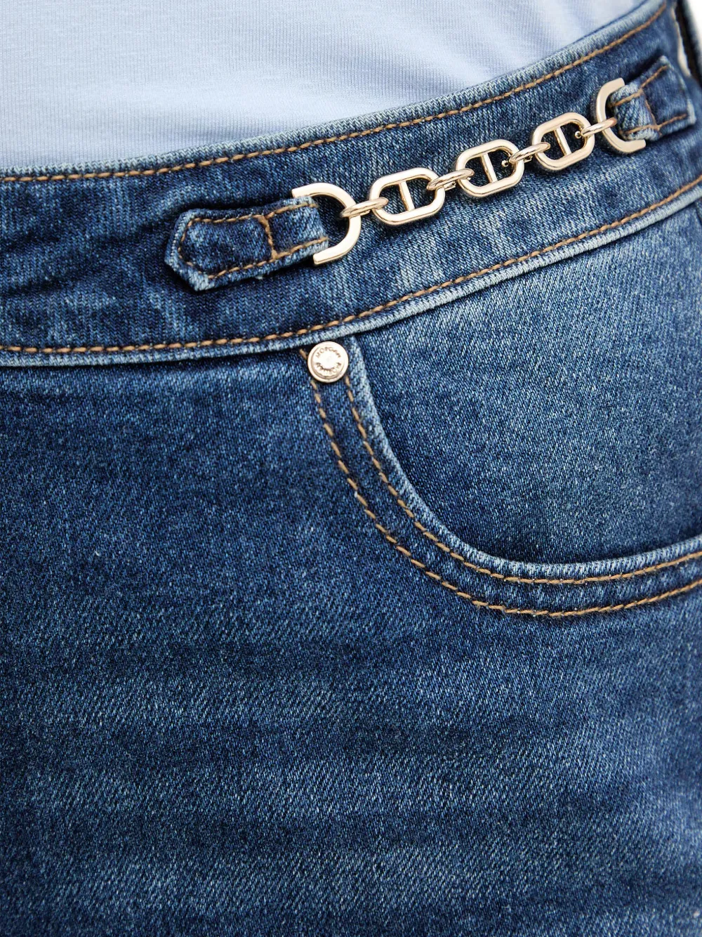 Morgan Jeans met wijde pijpen en schakelkettingdetail Blauw