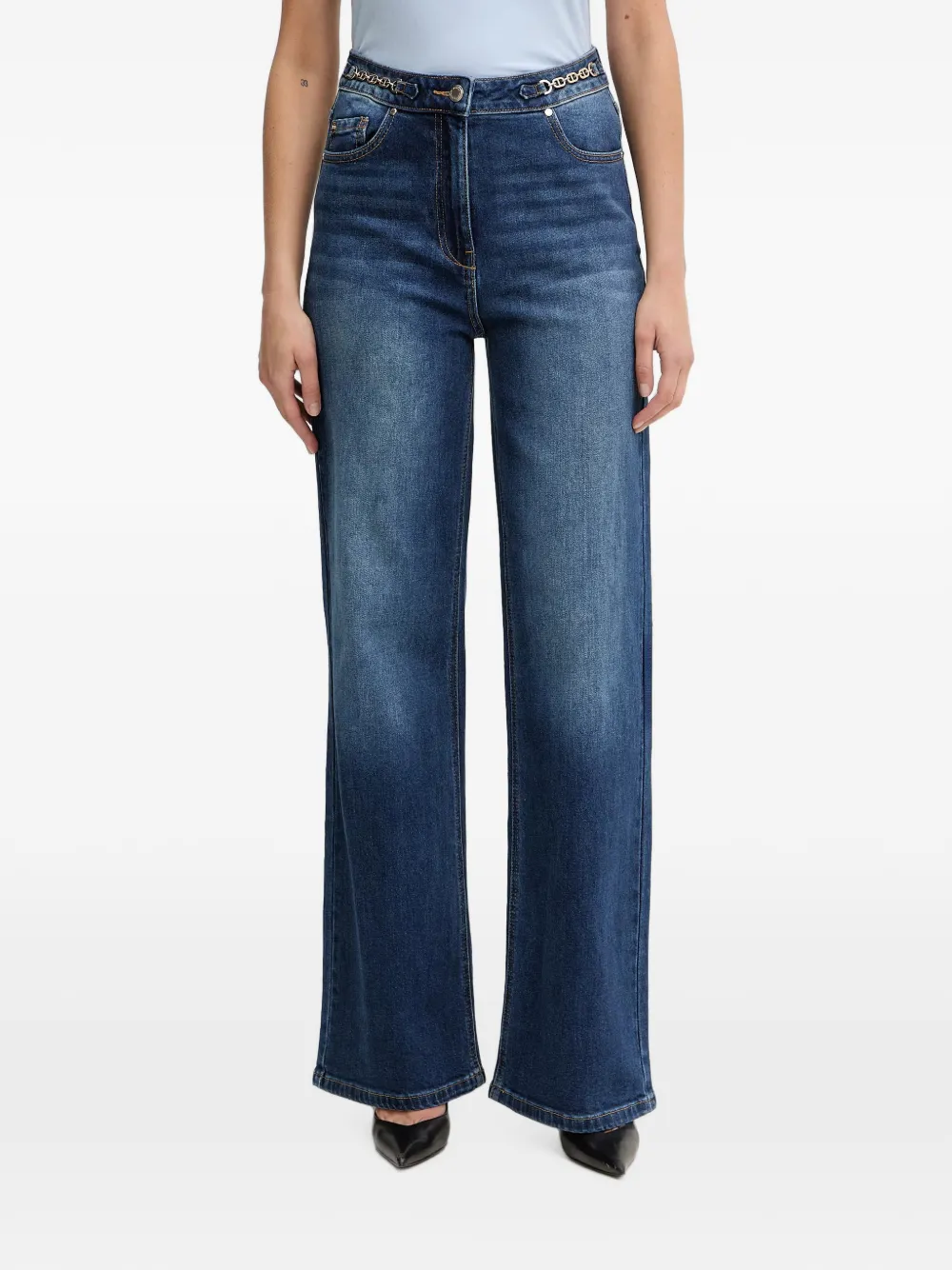 Morgan chain-link-detail wide-leg jeans - Blu