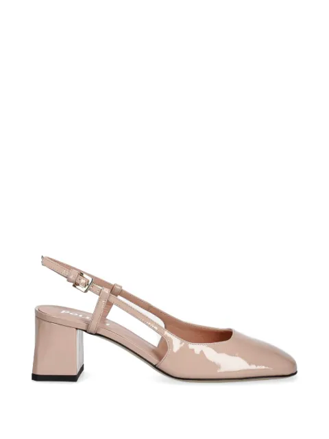 Pollini patent-leather slingback pumps