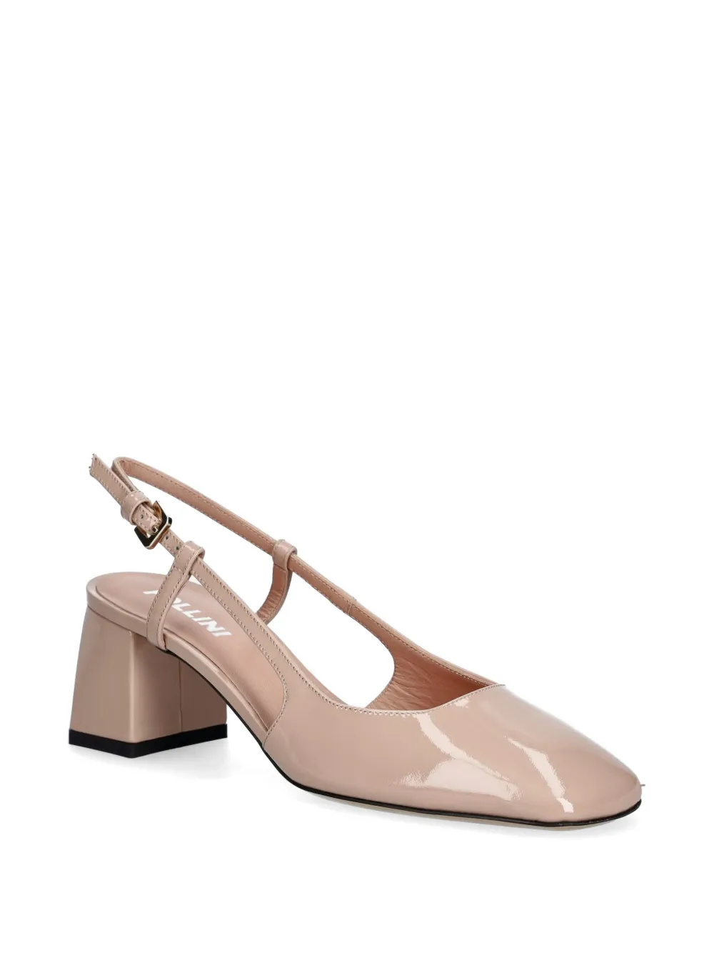 Pollini patent-leather slingback pumps Beige
