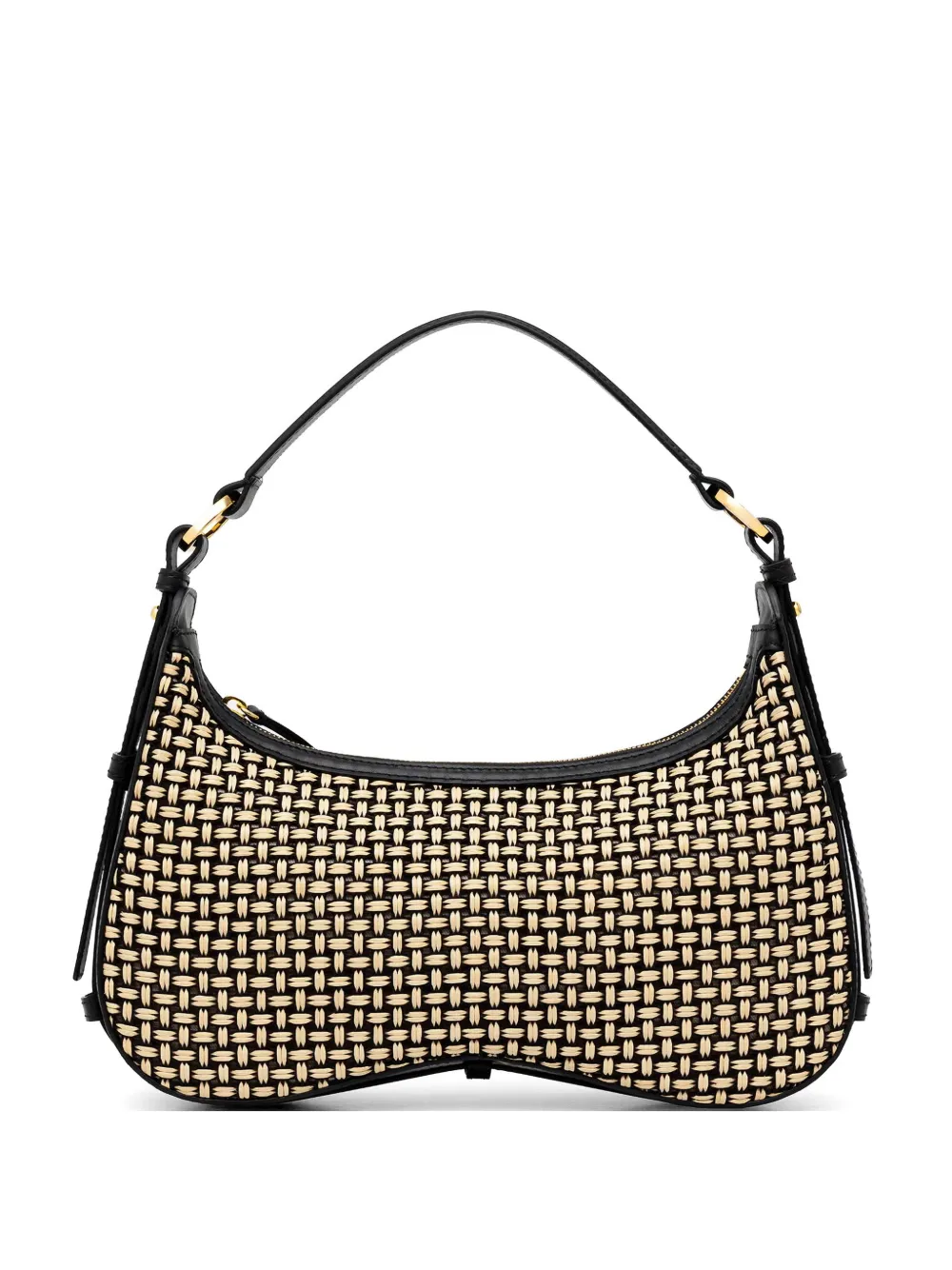 Pollini Identity woven leather-trimmed shoulder bag - Nero