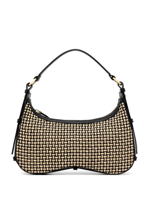 Pollini Identity woven leather-trimmed shoulder bag
