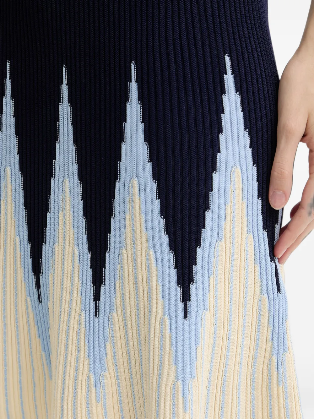 Silvian Heach Allandi chevron-pattern ribbed-knit mini dress Blauw