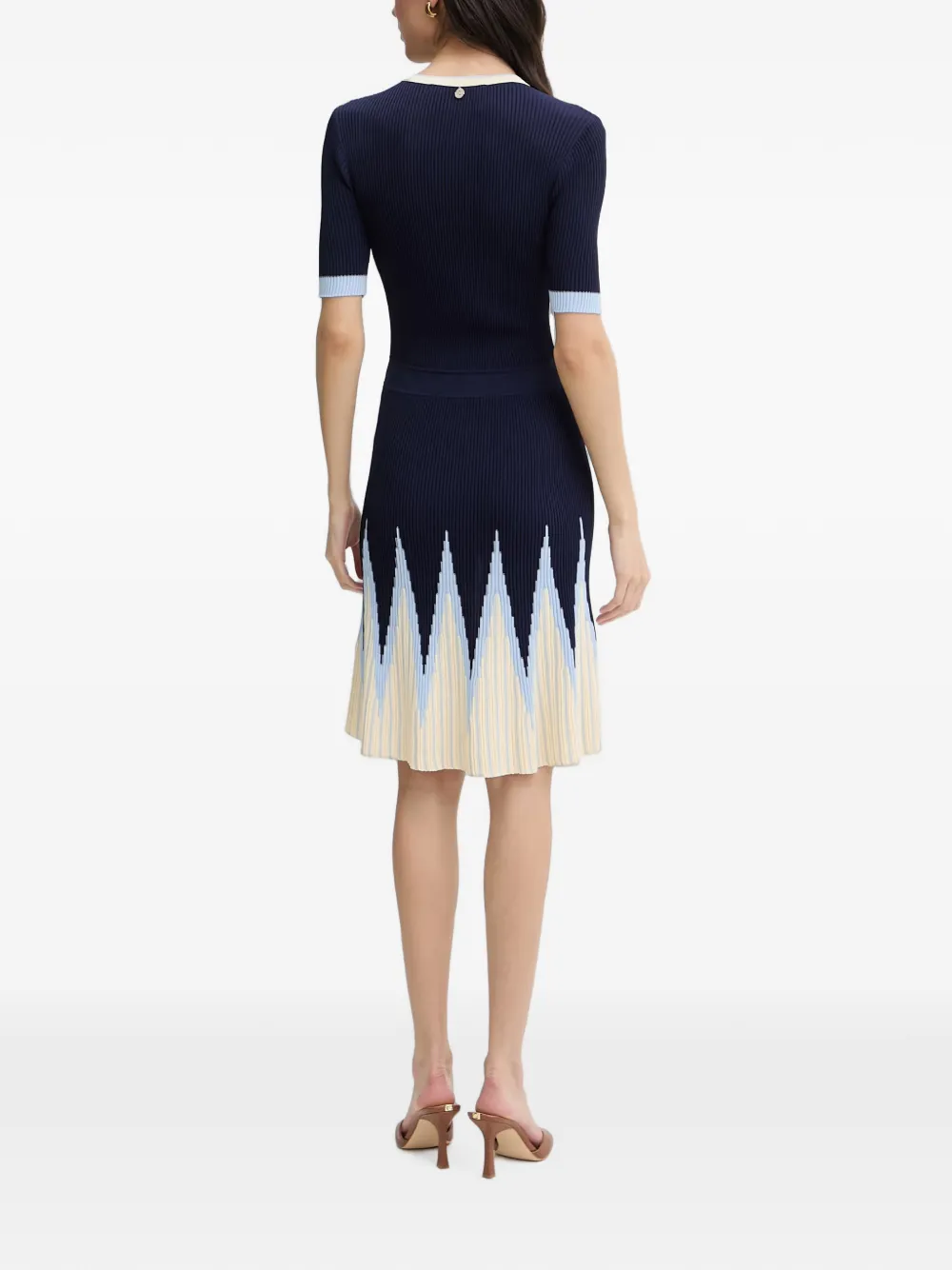 Silvian Heach Allandi chevron-pattern ribbed-knit mini dress Blauw