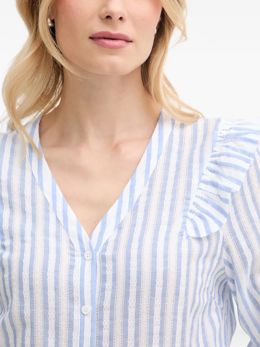 Mos Mosh Gestreepte blouse met ruches Wit