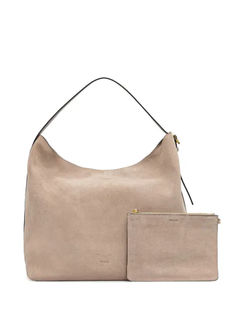 Pollini suede detachable-pouch tote bag