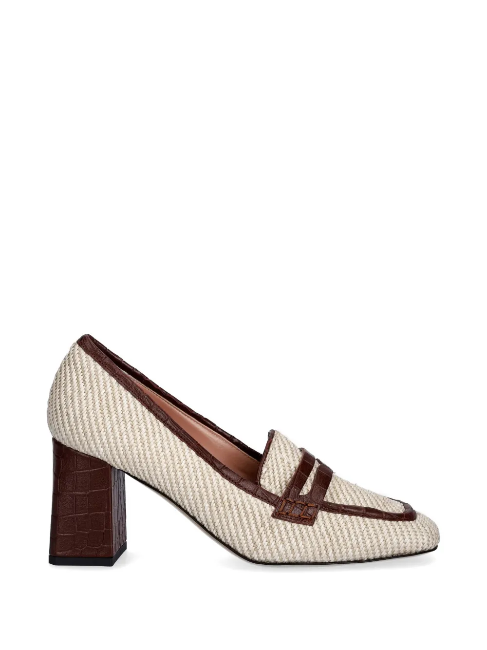 Pollini Camber crocodile-effect woven pumps Beige