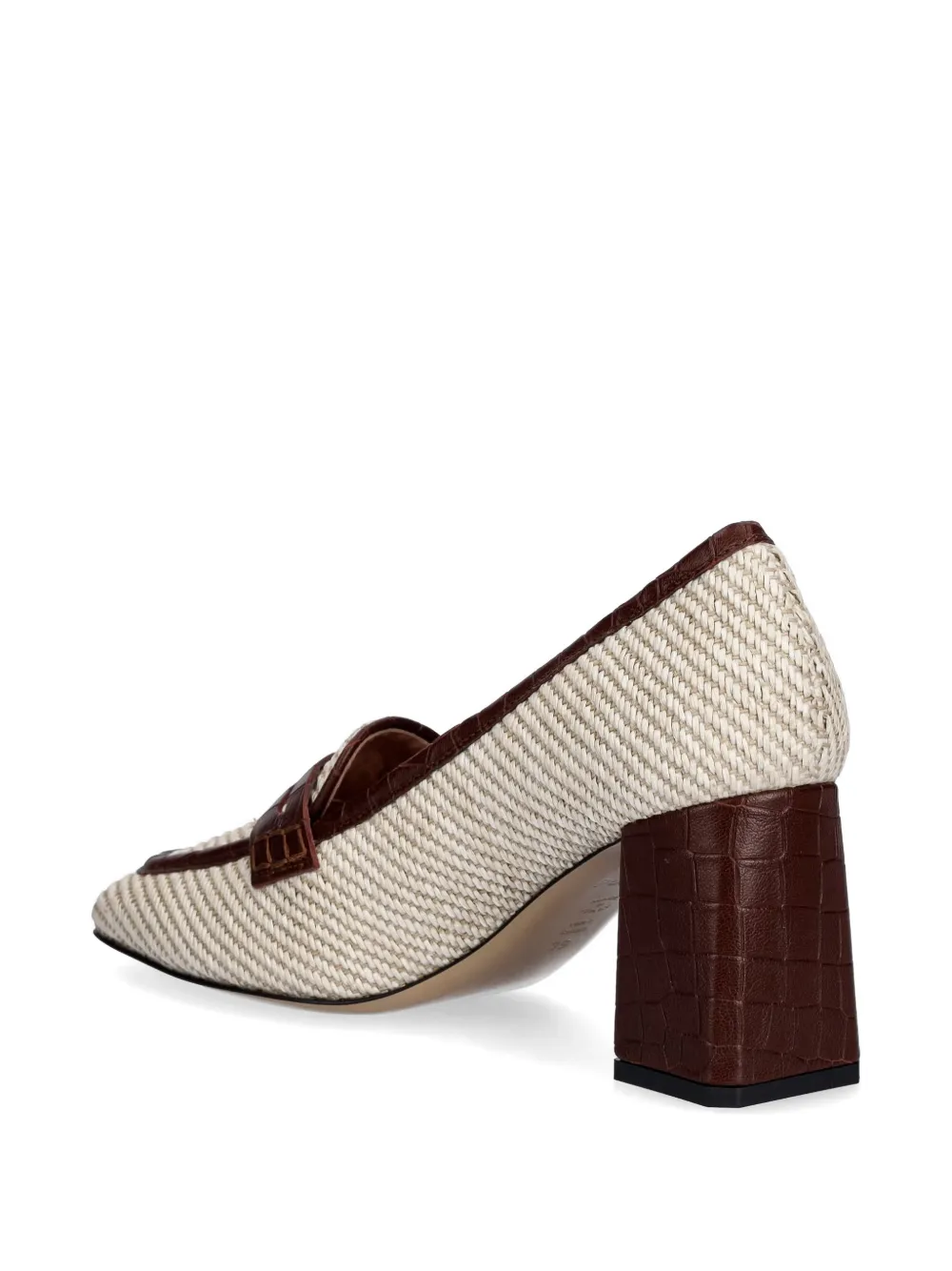 Pollini Camber crocodile-effect woven pumps Beige