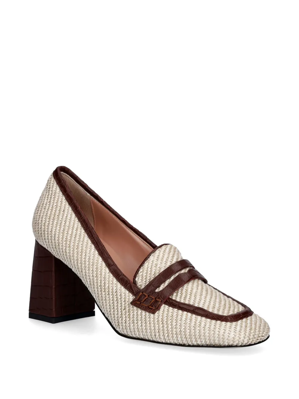 Pollini Camber crocodile-effect woven pumps Beige