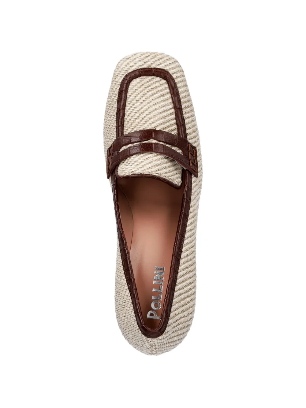 Pollini Camber crocodile-effect woven pumps Beige