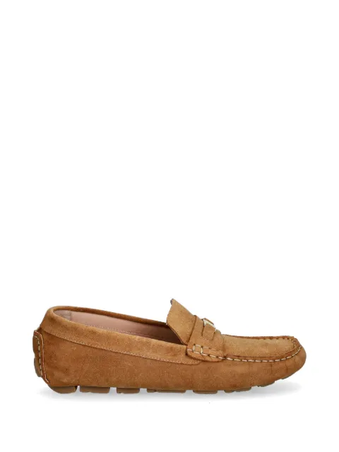 Pollini logo-plaque suede loafers