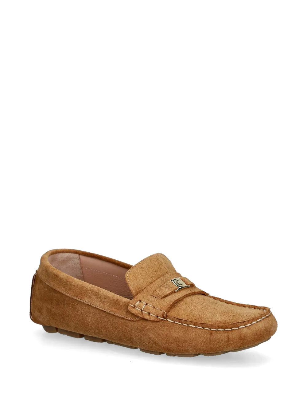 Pollini logo-plaque suede loafers Bruin